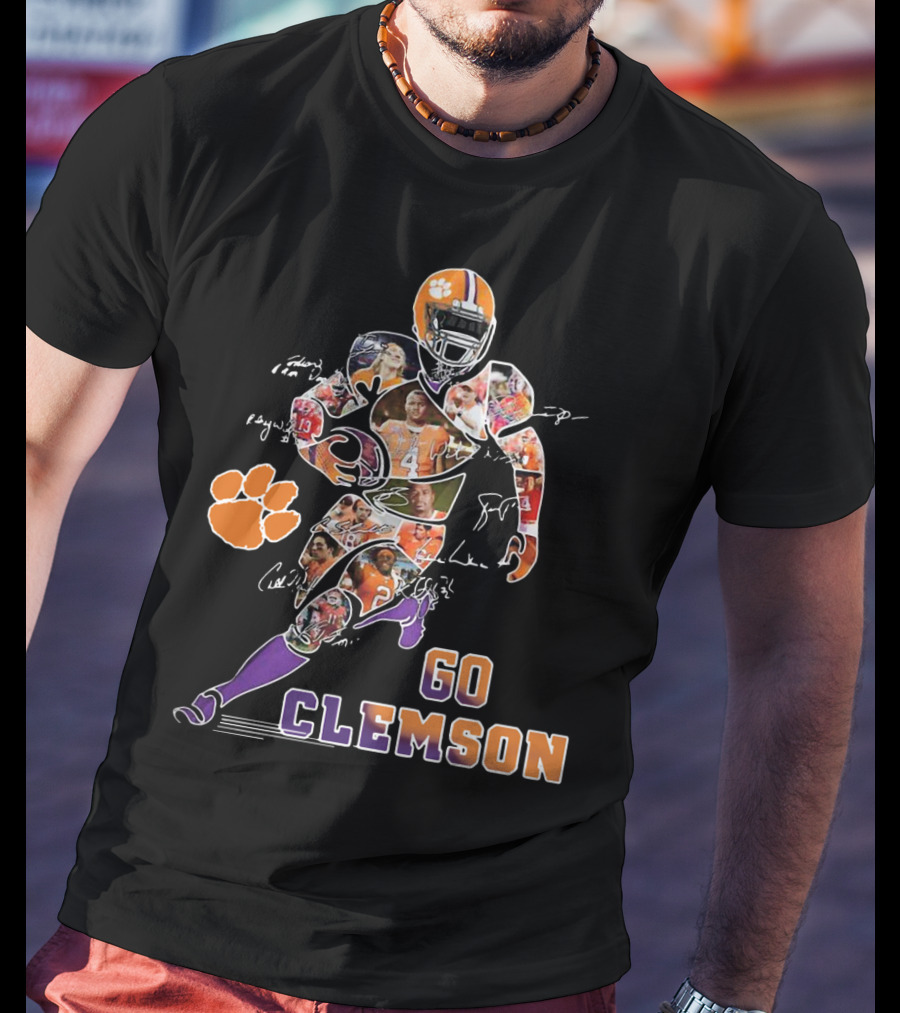 Go Clemson Dog Paw Player Signatures T-Shirt