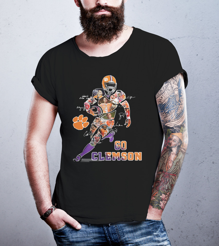 Go Clemson Dog Paw Player Signatures T-Shirt