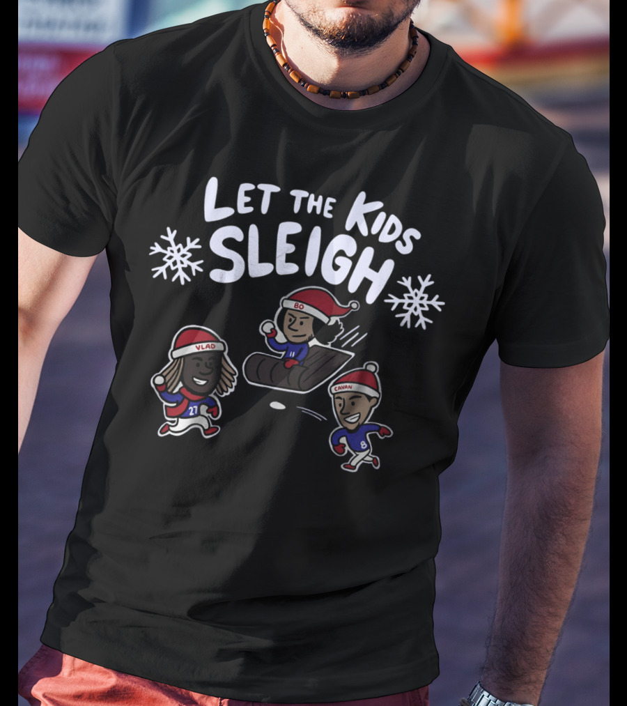 Let The Kids Sleigh Toronto Vlad Bo Cavan Christmas Sledding Snowflakes T-Shirt