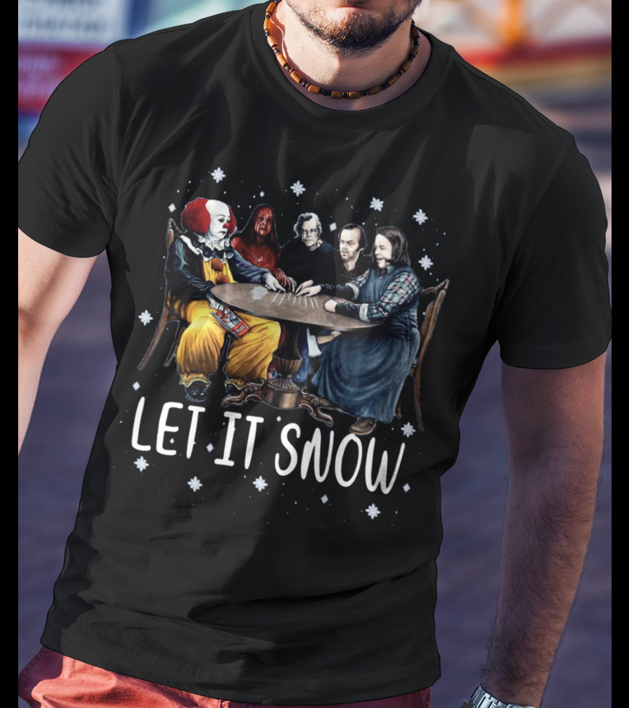 Stephen King Horror Friends Characters Let It Snow Holiday Scene T-Shirt