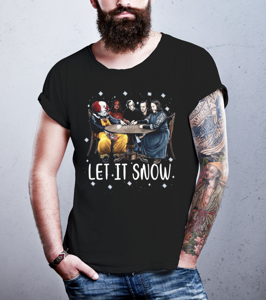 Stephen King Horror Friends Characters Let It Snow Holiday Scene T-Shirt