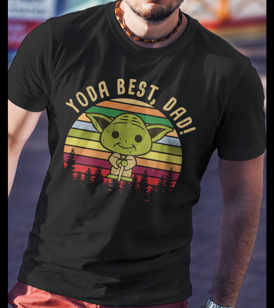 Yoda Best Dad Vintage Sunset With Baby Yoda T-Shirt