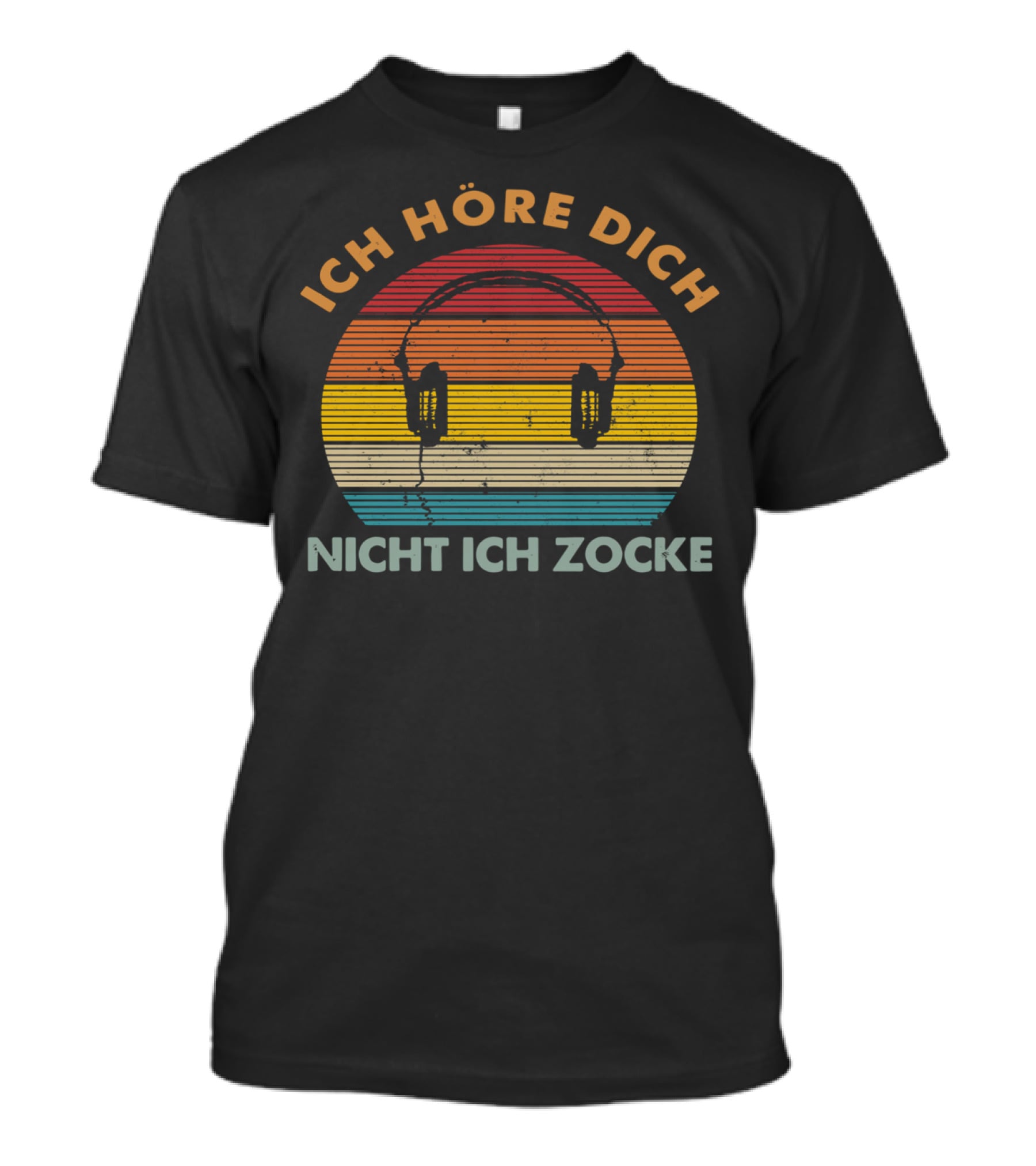 Ich Höre Dich Nicht Ich Zocke Retro Headphones Sunburst T-Shirt
