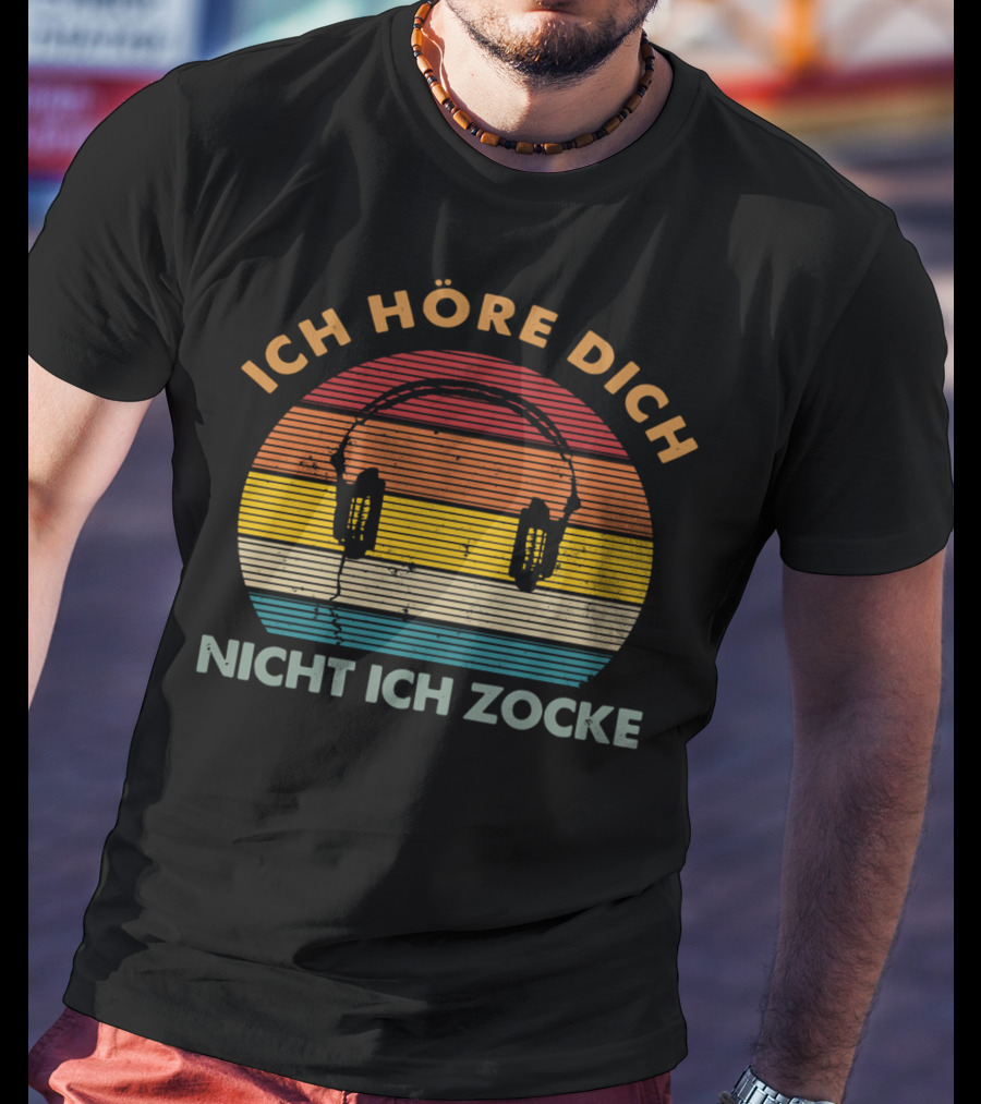 Ich Höre Dich Nicht Ich Zocke Retro Headphones Sunburst T-Shirt