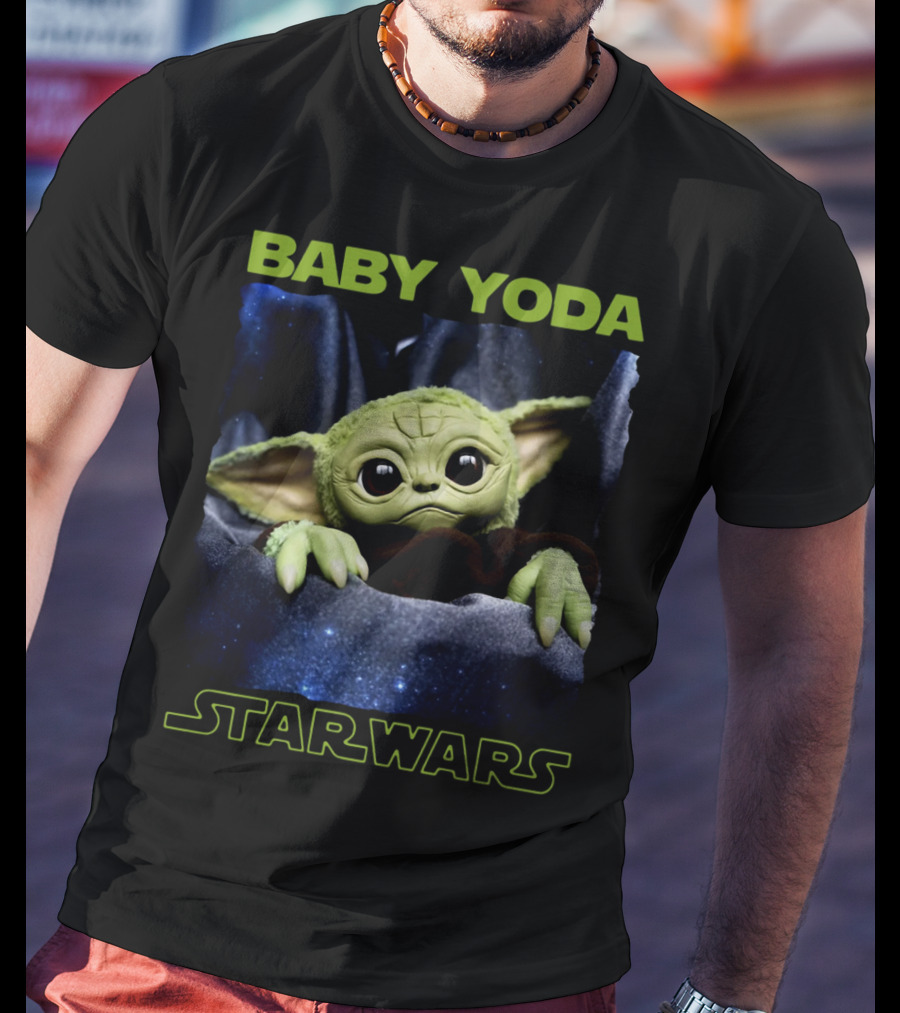 Baby Yoda Star Wars Galaxy Background T-Shirt