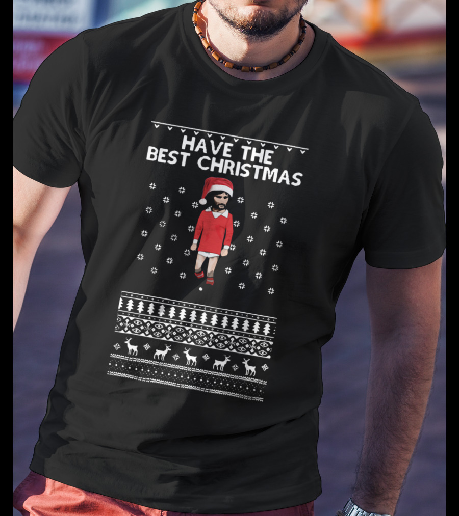Have The Best Christmas George Best Snowy Santa T-Shirt