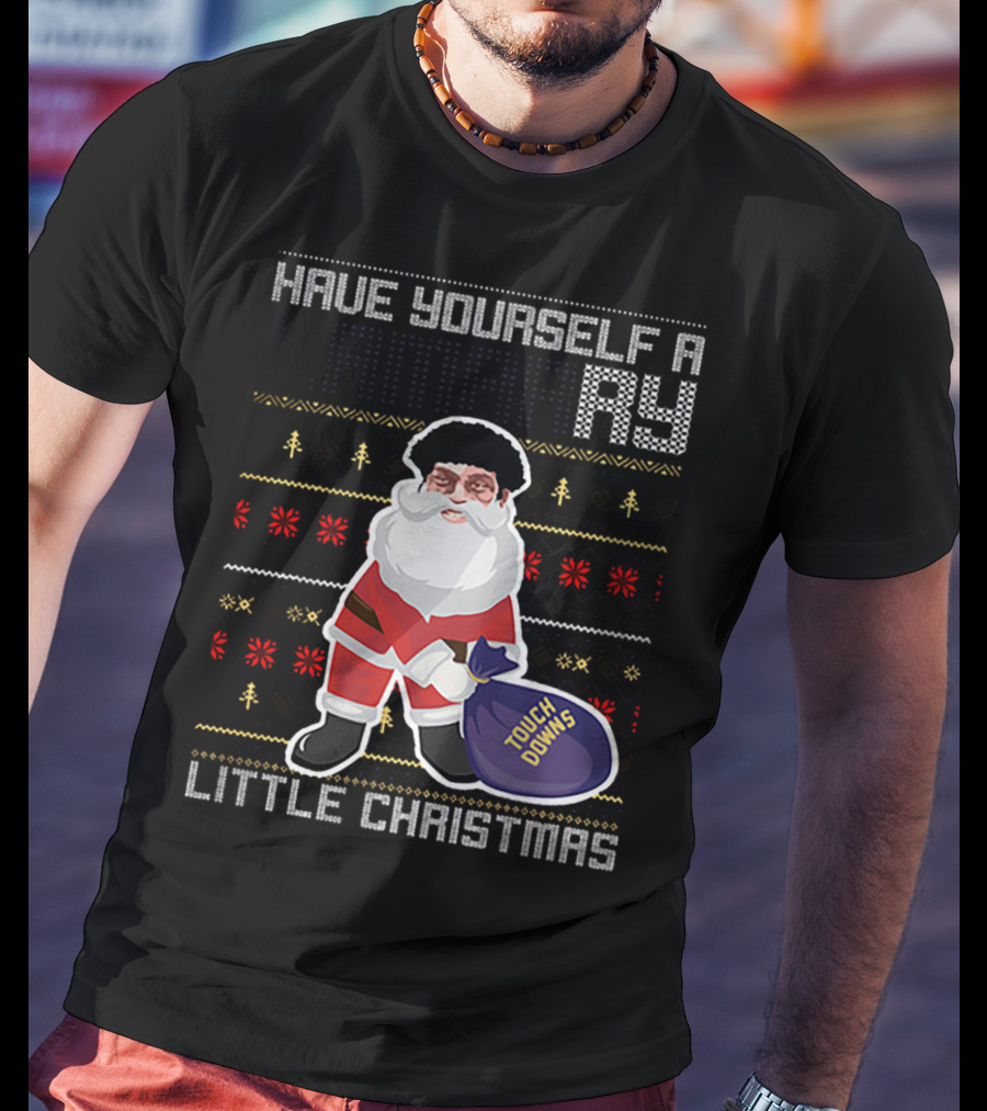 Have Yourself A Merry Little Christmas Touch Downs Santa Bag T-Shirt