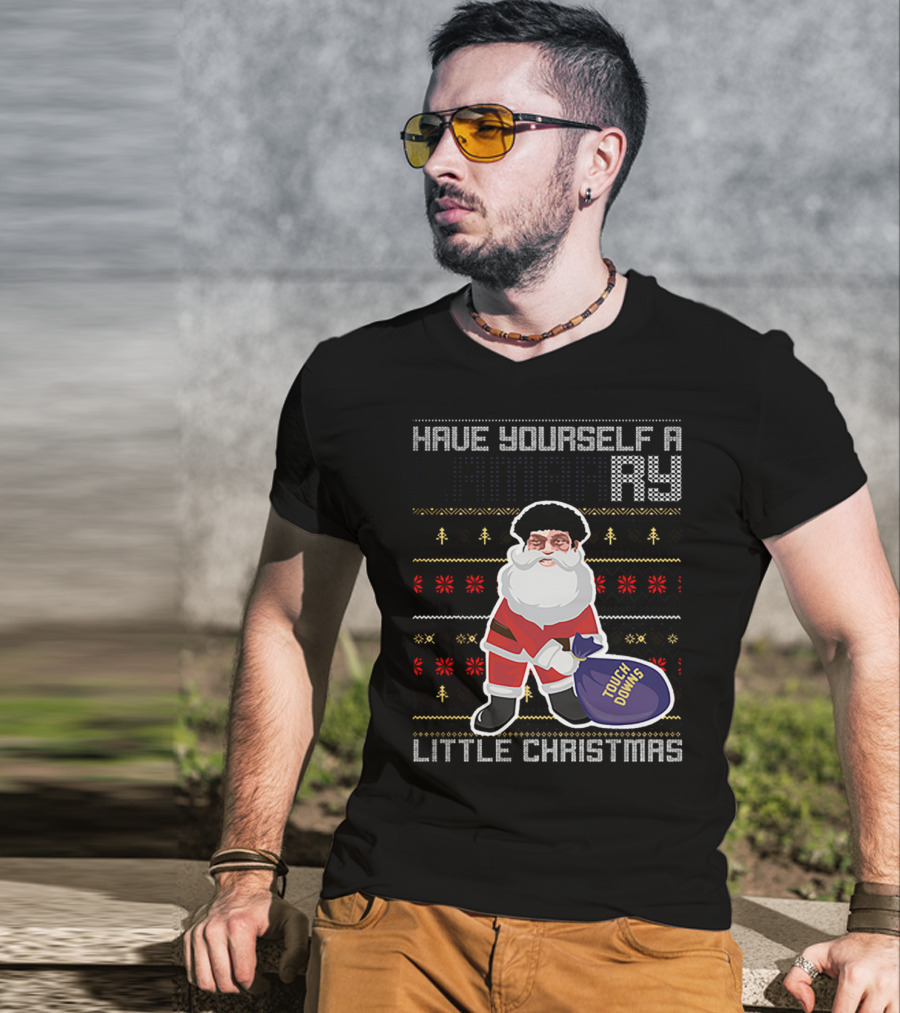Have Yourself A Merry Little Christmas Touch Downs Santa Bag T-Shirt