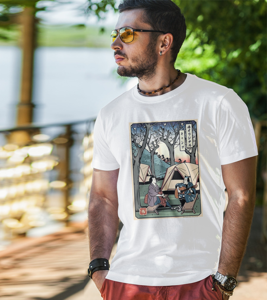 Samurai Original Camping Guitar Playing T-Shirt