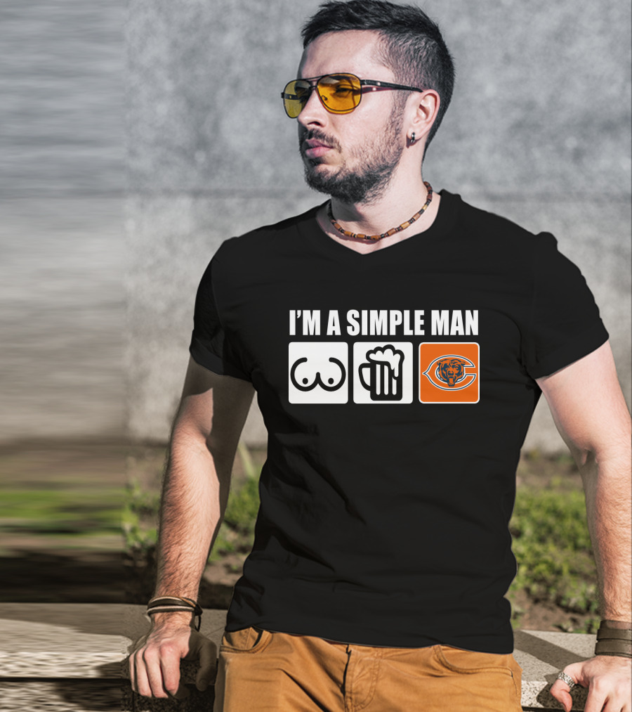 I'm A Simple Man Bears Football Beer Chest T-Shirt