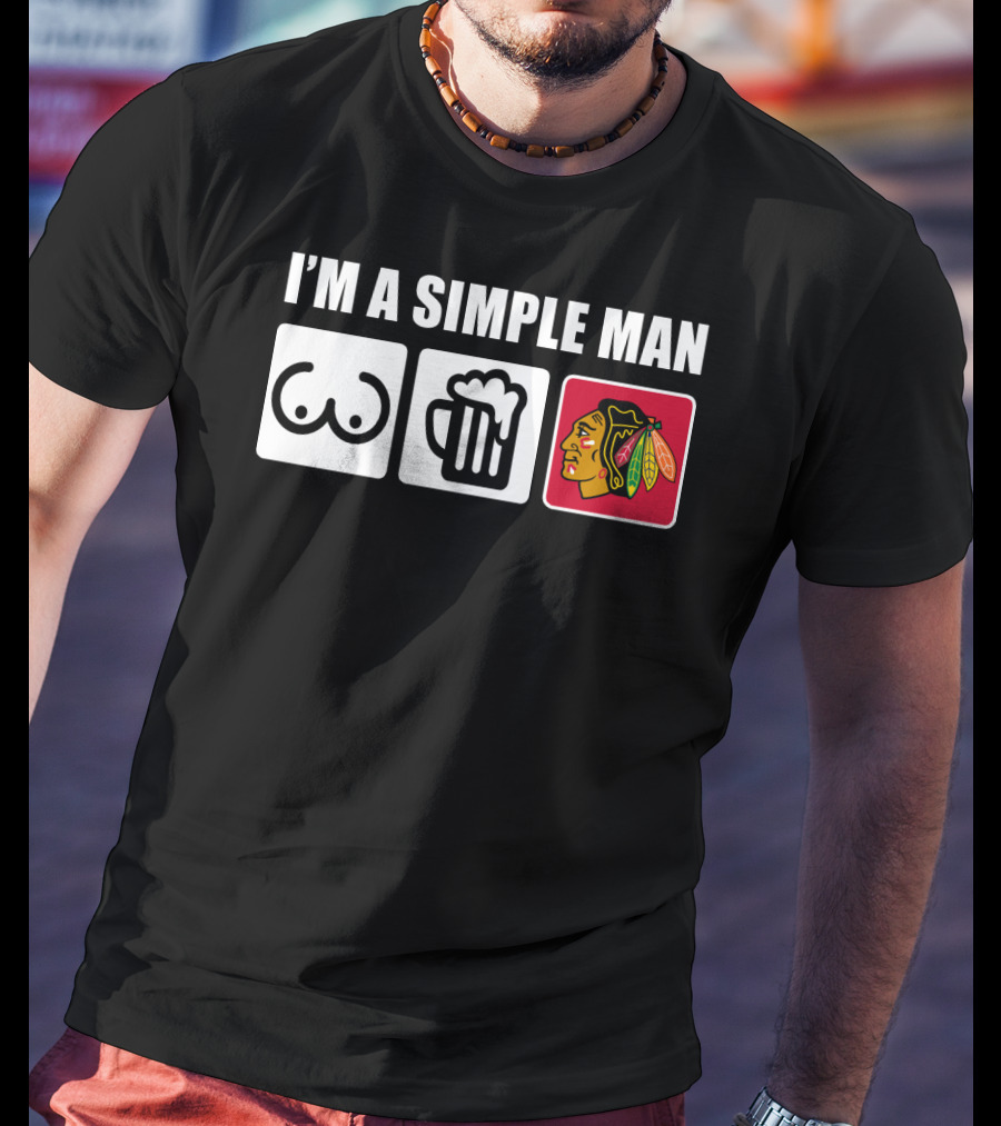 I'm A Simple Man Blackhawks Iconic Symbols T-Shirt