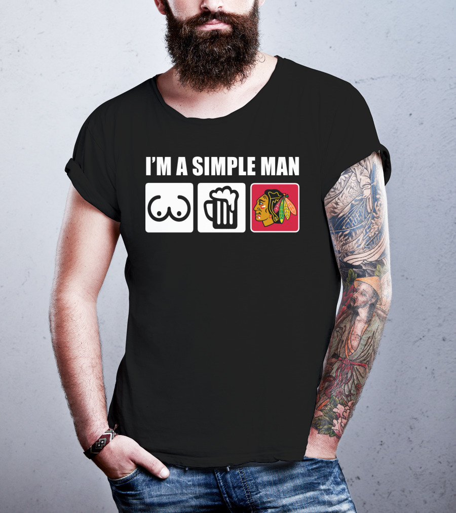 I'm A Simple Man Blackhawks Iconic Symbols T-Shirt