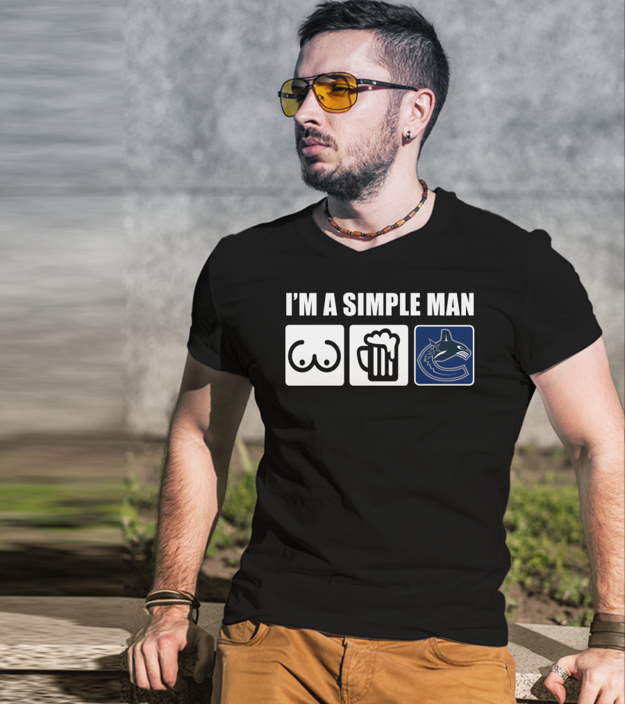 I'm A Simple Man Canucks Beer Hockey Logo Icons T-Shirt