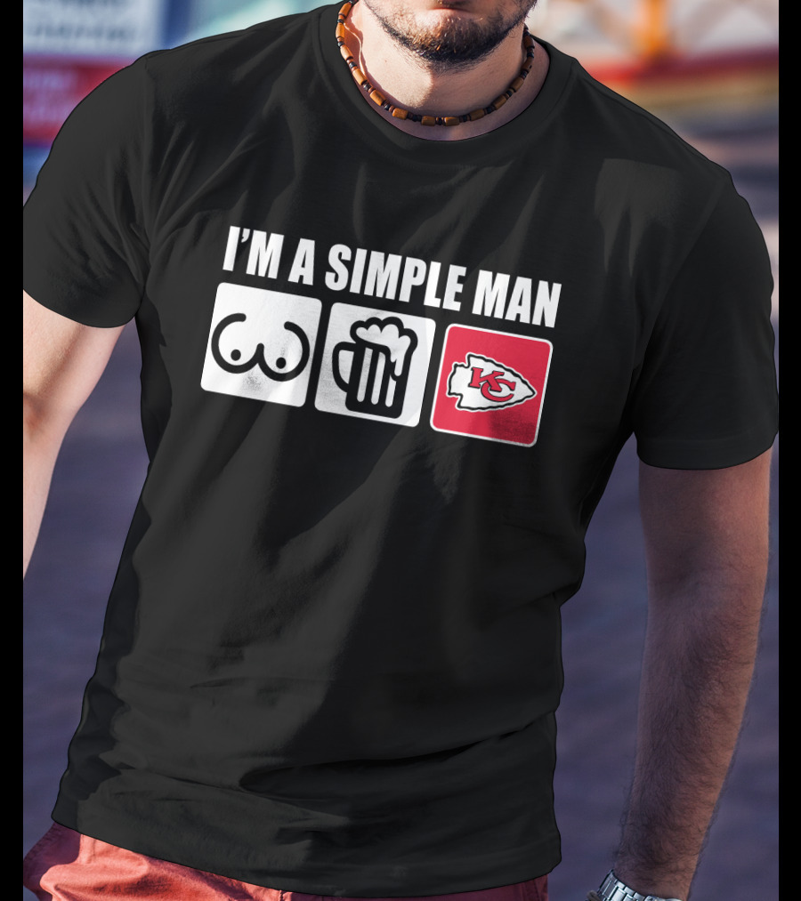Chiefs I'm A Simple Man Beer And Logo Icons T-Shirt