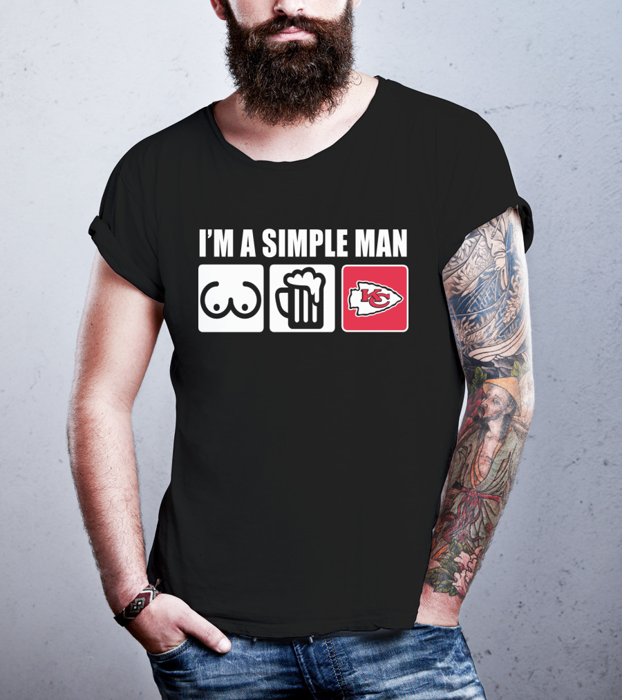 Chiefs I'm A Simple Man Beer And Logo Icons T-Shirt