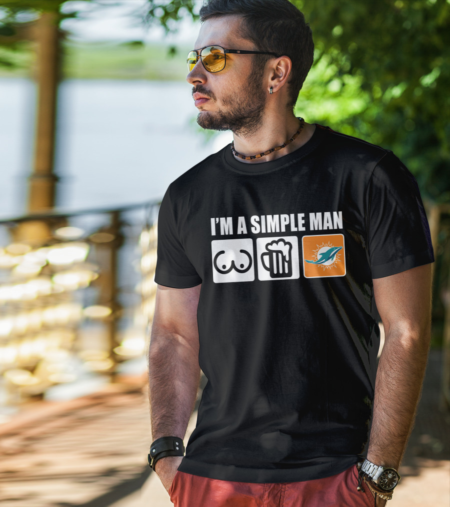 I'm A Simple Man Dolphins Beer Symbols T-Shirt