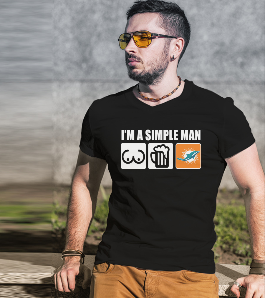 I'm A Simple Man Dolphins Beer Symbols T-Shirt