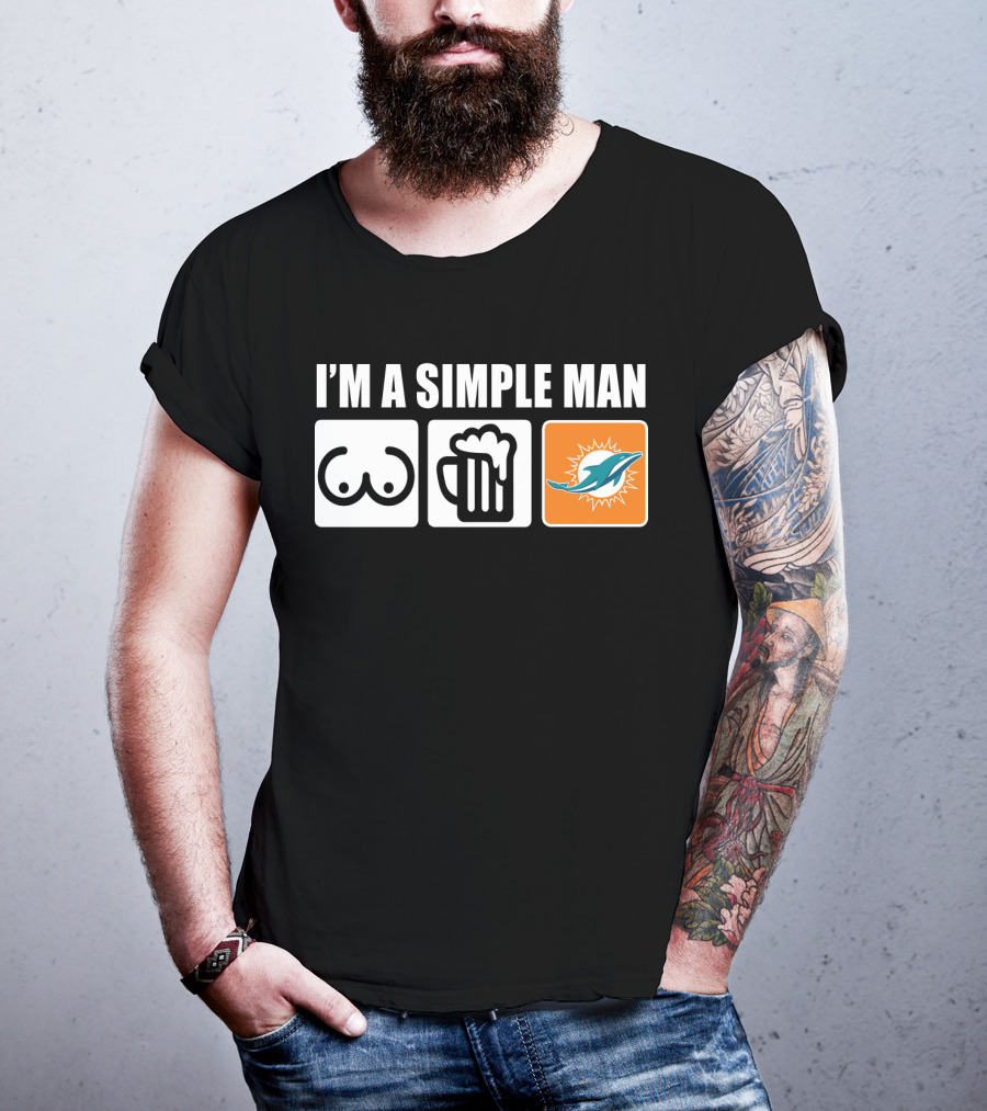 I'm A Simple Man Dolphins Beer Symbols T-Shirt