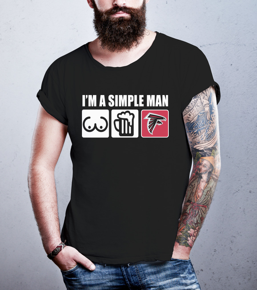 I'm A Simple Man Falcons Football Beer And Basics Fan T-Shirt