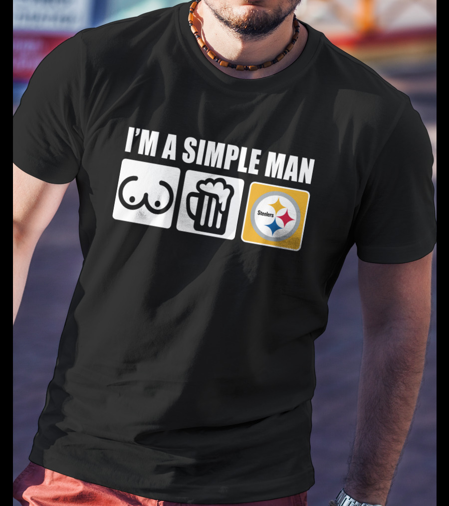 STEELERS I'M A SIMPLE MAN Icons Of Woman Beer Football T-Shirt