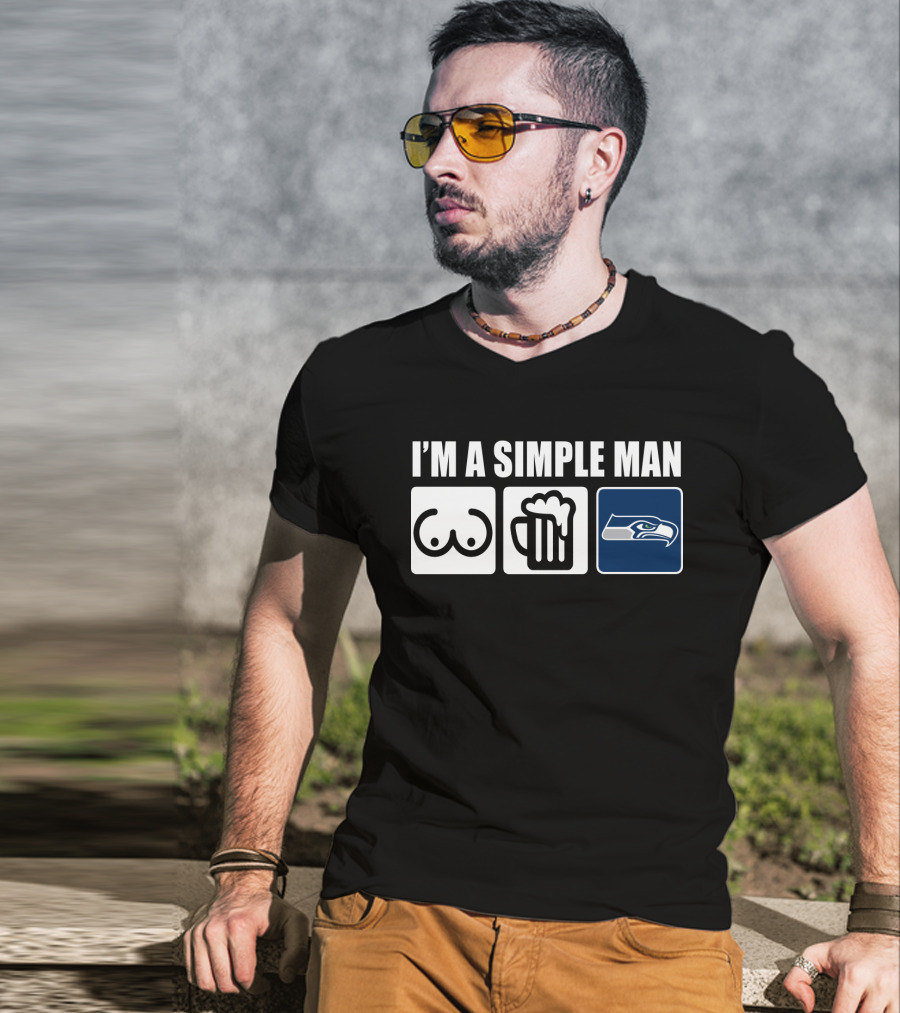 I'm A Simple Man Seahawks Icons And Beer T-Shirt