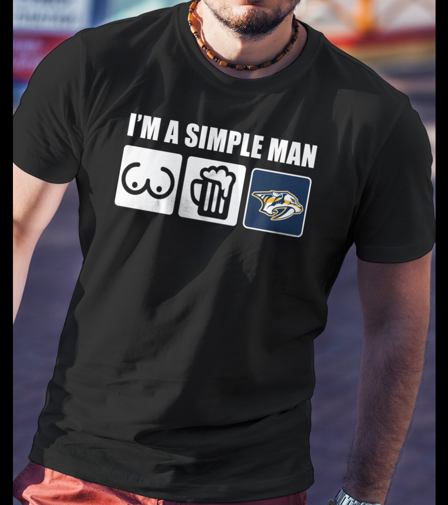 I'm A Simple Man Beer Hockey Predators T-Shirt