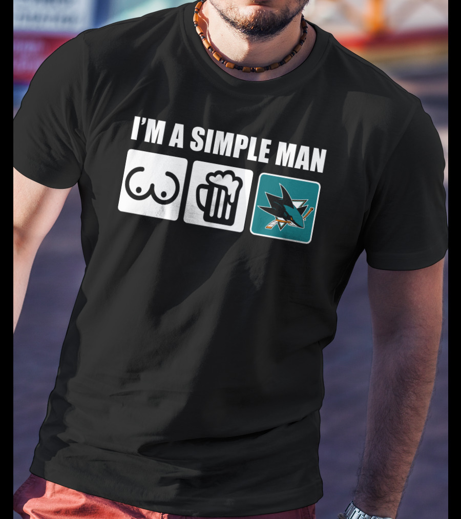 I'm A Simple Man Sharks Beer Hockey T-Shirt