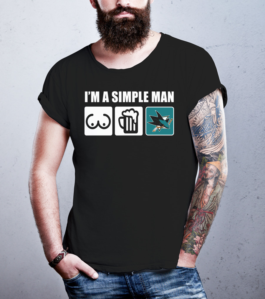 I'm A Simple Man Sharks Beer Hockey T-Shirt