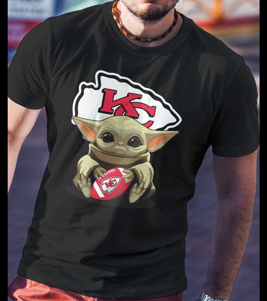 Baby Yoda KC Chiefs Football Fan T-Shirt