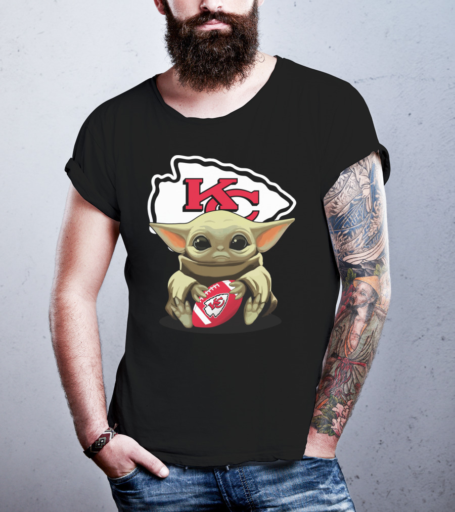 Baby Yoda KC Chiefs Football Fan T-Shirt
