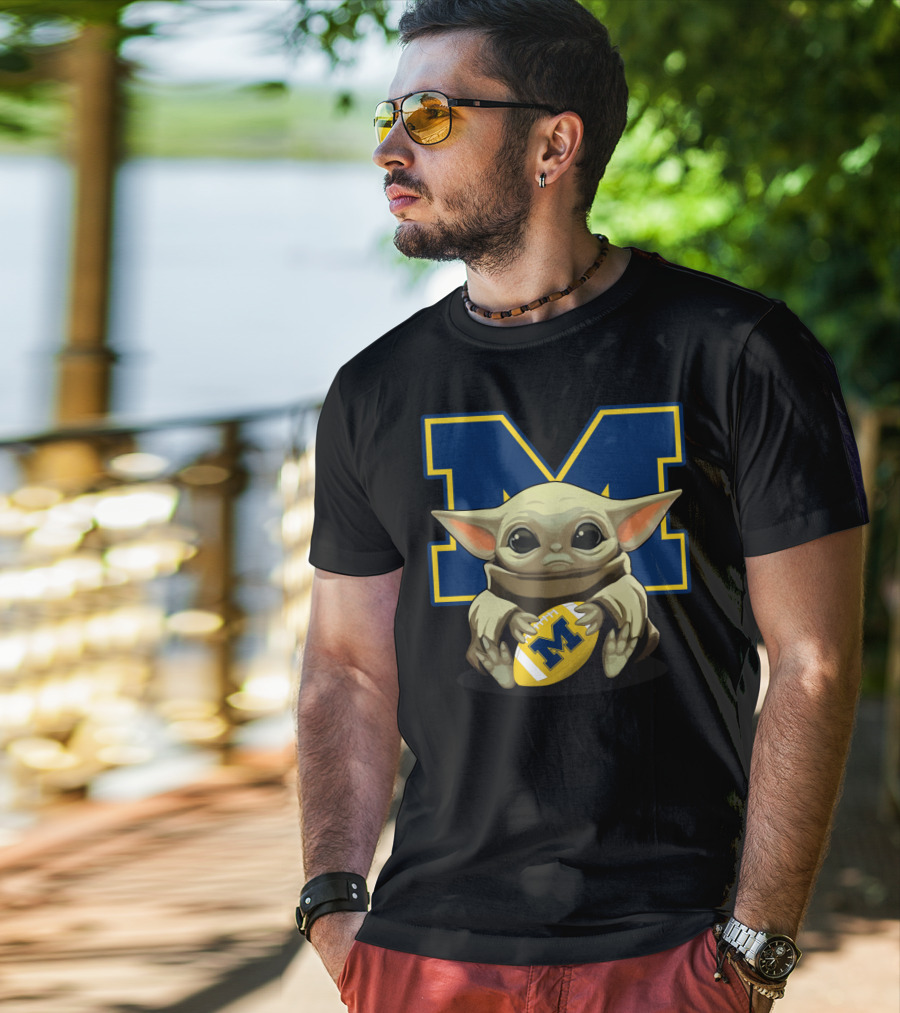 Yoda Baby Michigan Wolverines Football T-Shirt