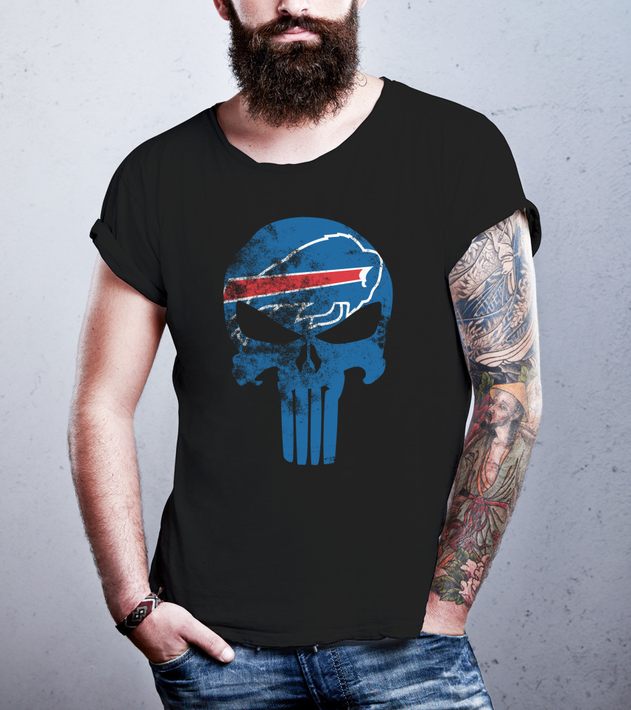 Bills Skull Punisher Logo Buffalo Bills Nfl Symbol T-Shirt