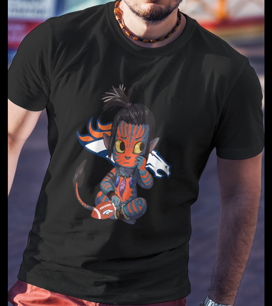 Avatar Broncos Chibi With Denver Broncos Logo And Football T-Shirt