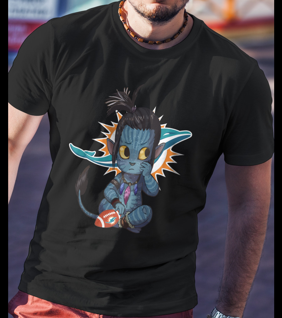 Miami Dolphins Avatar Crossover Football Character T-Shirt