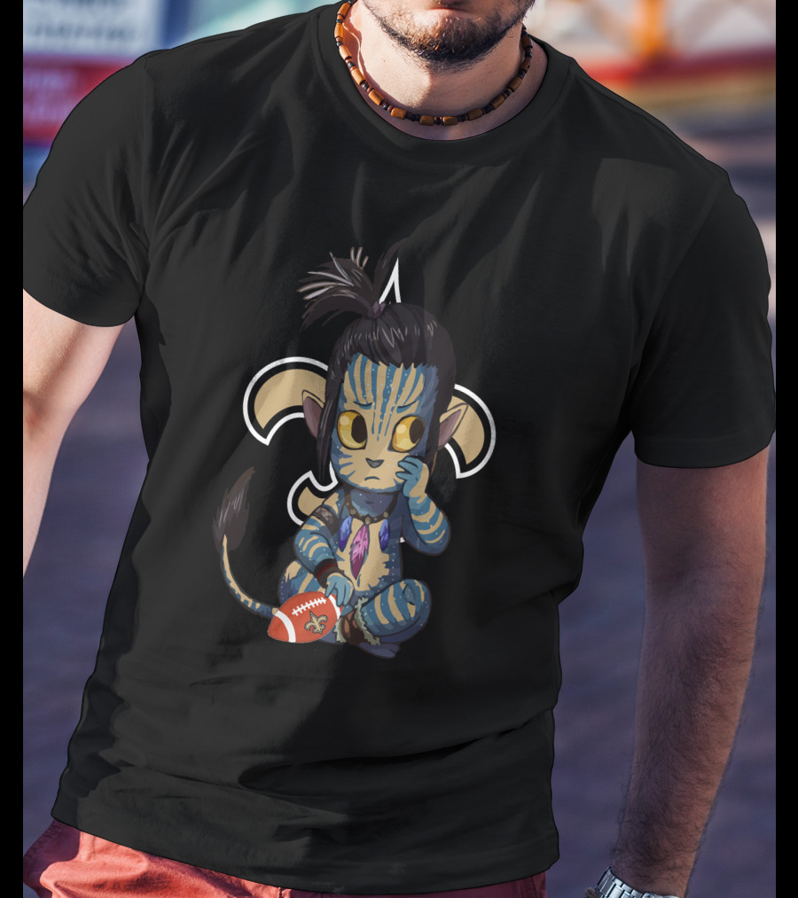 Avatar Saints Chibi Character With Football And Fleur-de-Lis T-Shirt