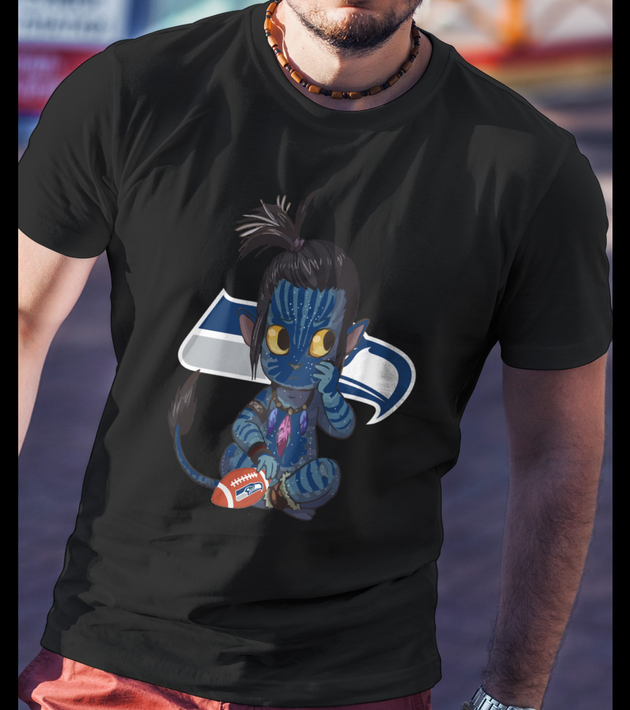 Avatar Na'vi Meets Seattle Seahawks Football Fusion T-Shirt