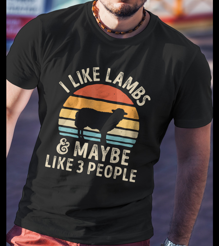 I Like Lambs And Maybe Like 3 People Retro Silhouette Lamb Farmer T-Shirt
