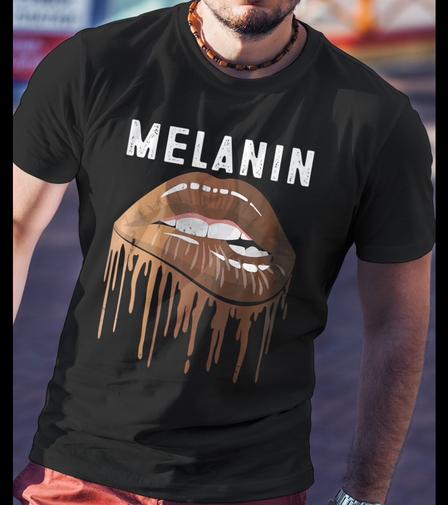 Melanin Dripping Lips Art Black History African American Pride T-Shirt