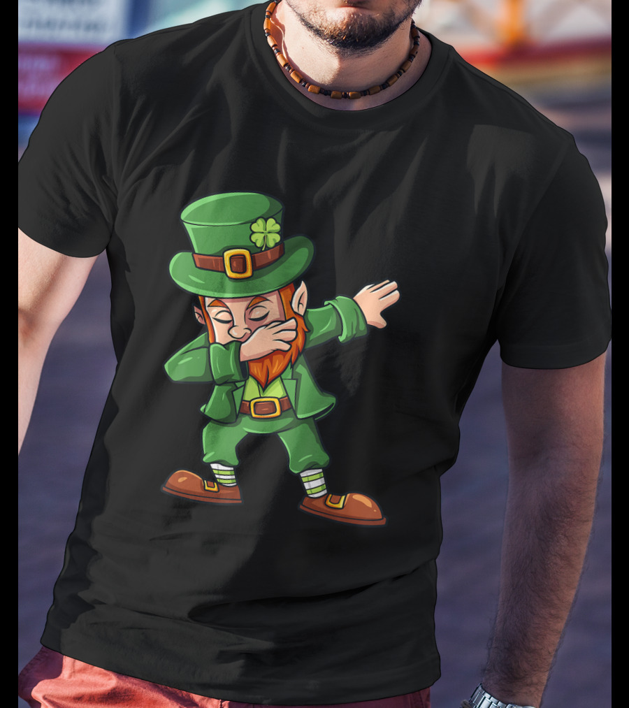 St Patricks Day Dabbing Leprechaun Irish Lucky Clover T-Shirt