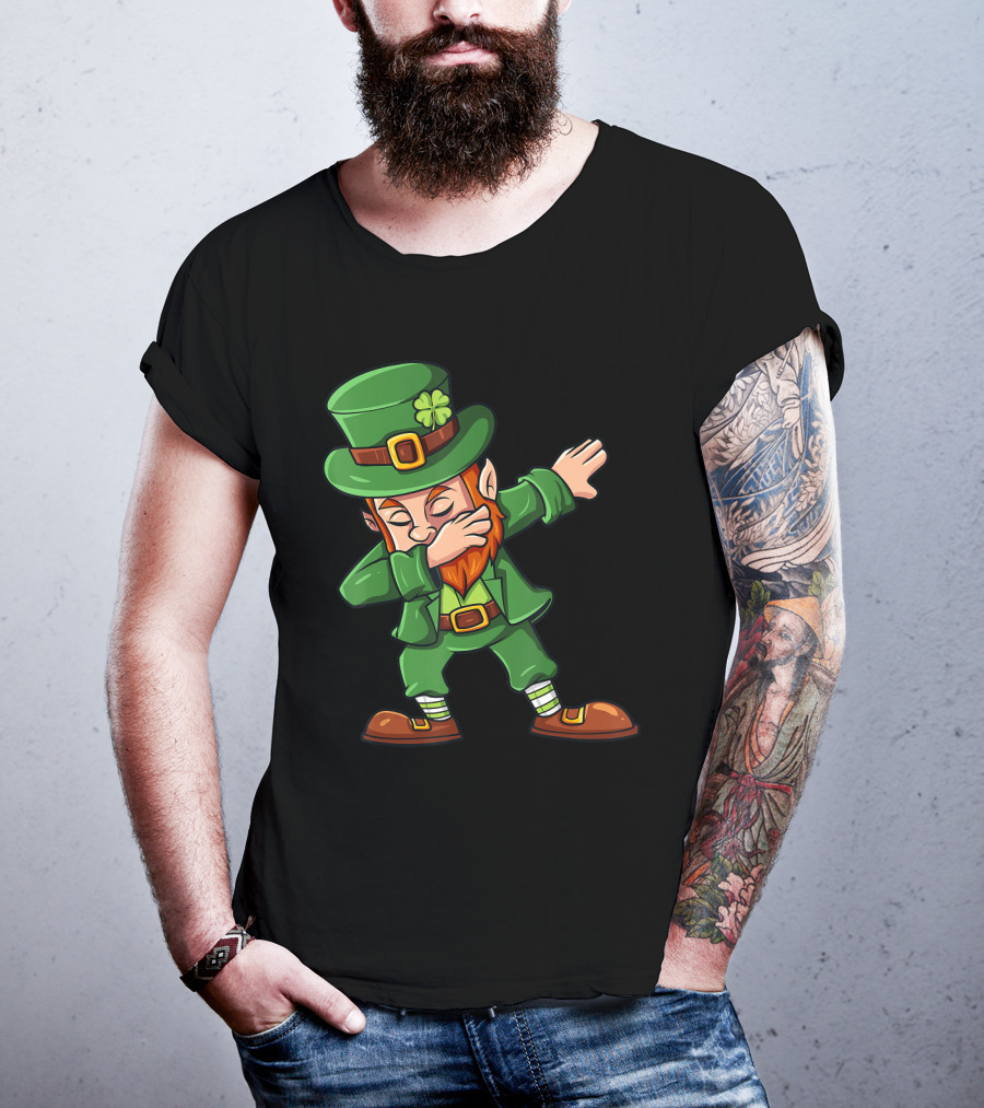 St Patricks Day Dabbing Leprechaun Irish Lucky Clover T-Shirt