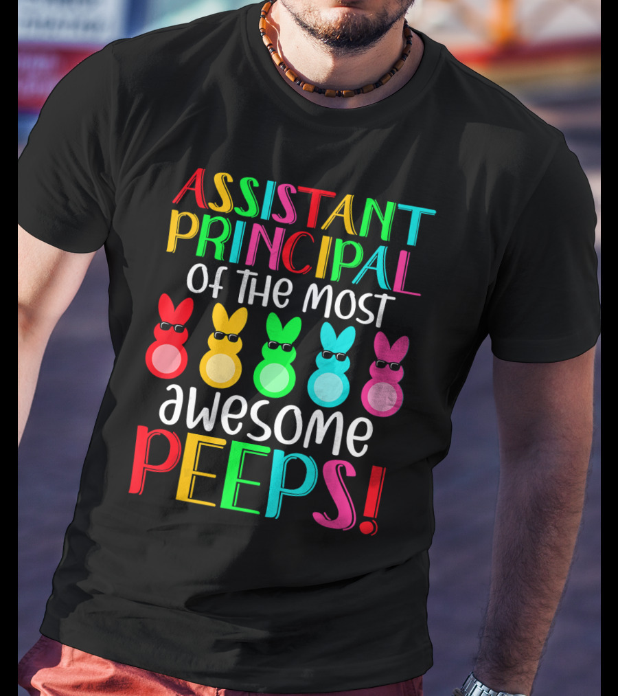 Assistant Principal Of The Most Awesome Peeps Multicolored Rabbit Characters T-Shirt