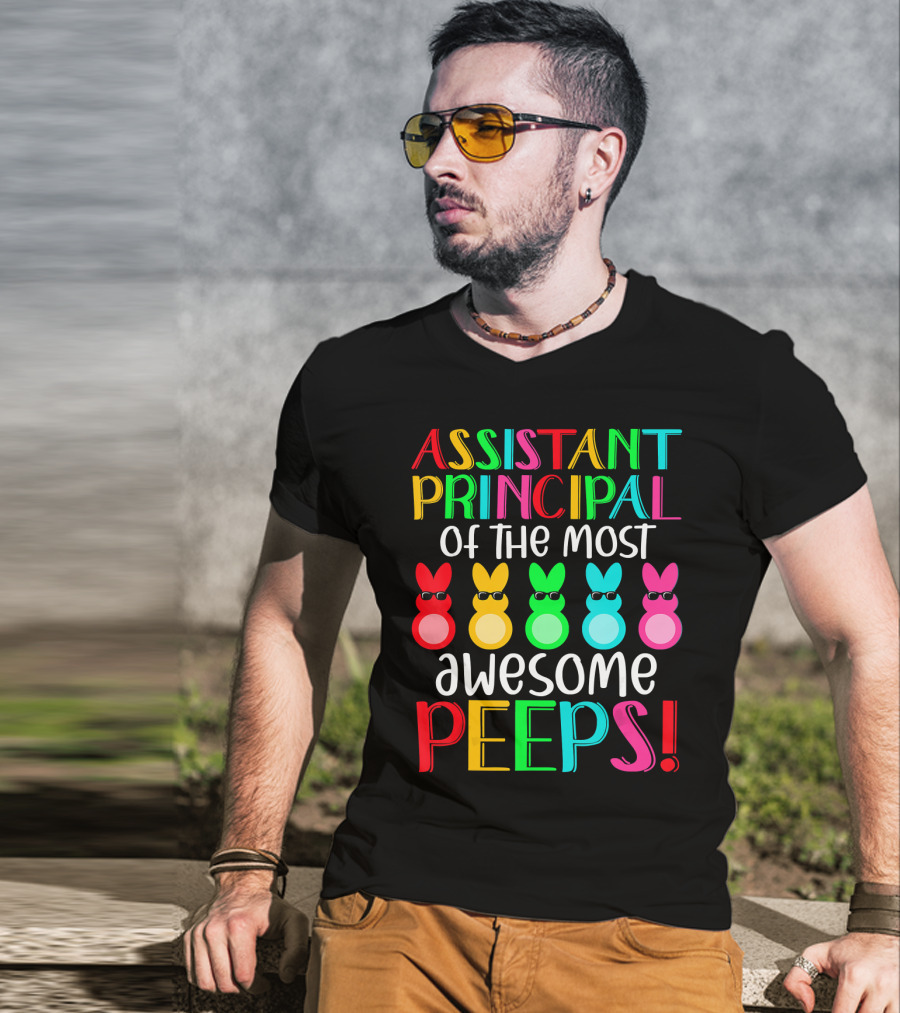 Assistant Principal Of The Most Awesome Peeps Multicolored Rabbit Characters T-Shirt