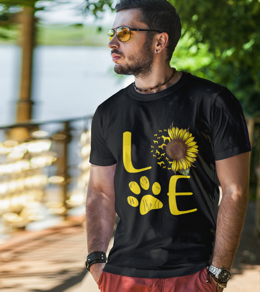 LOVE Australian Cattle Dog Paw Sunflower T-Shirt