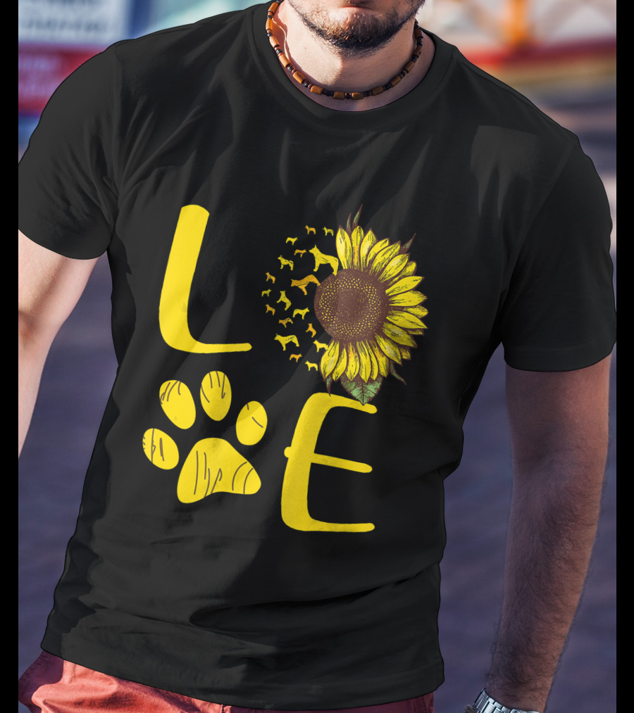 LOVE Australian Cattle Dog Paw Sunflower T-Shirt