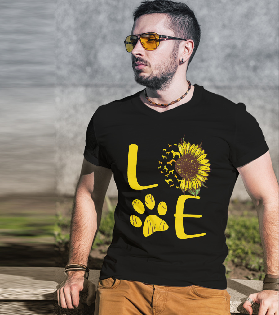 LOVE Australian Cattle Dog Paw Sunflower T-Shirt