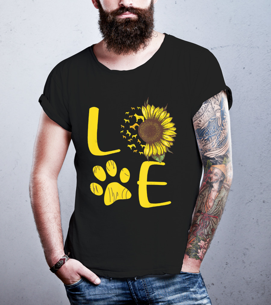 LOVE Australian Cattle Dog Paw Sunflower T-Shirt