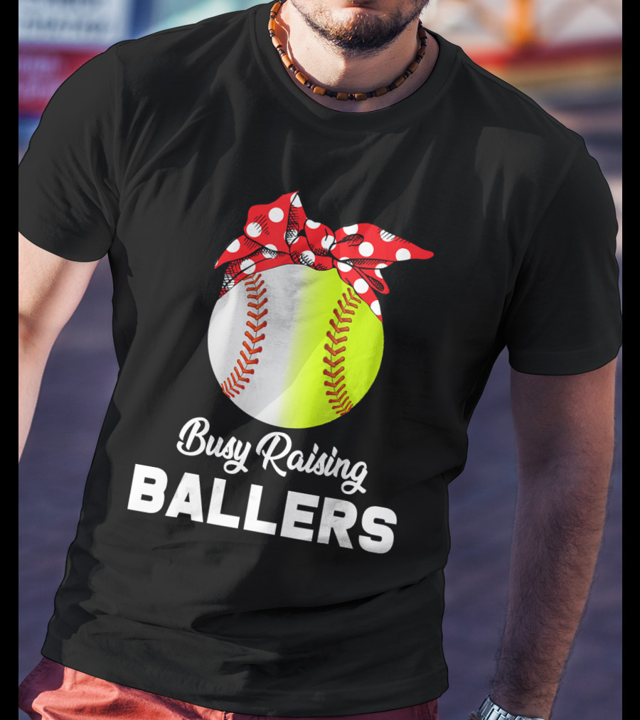 Busy Raising Ballers Baseball Softball Bow T-Shirt