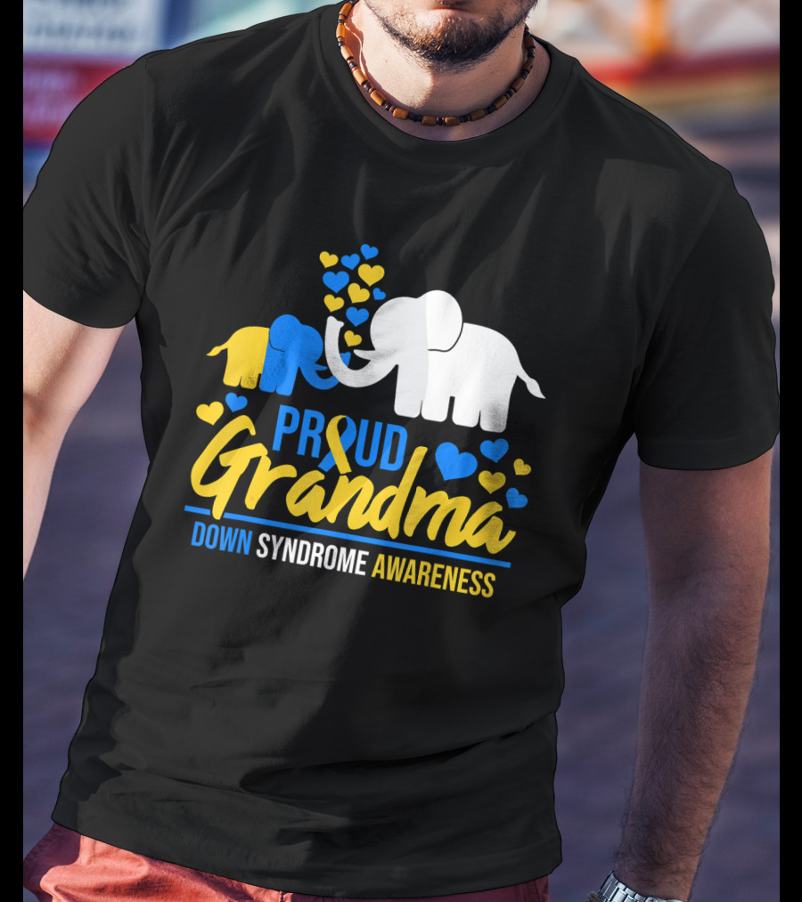 Proud Grandma Down Syndrome Awareness Elephant Hearts T-Shirt