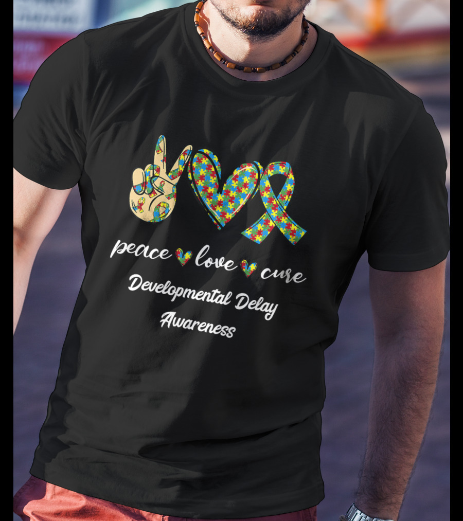 Peace Love Cure Developmental Delay Awareness T-Shirt
