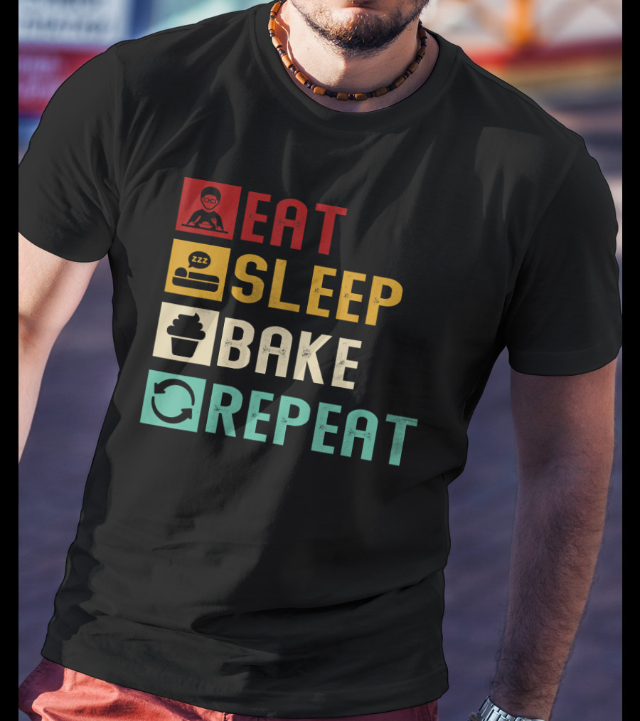 Eat Sleep Bake Repeat Vintage Baking Baker T-Shirt